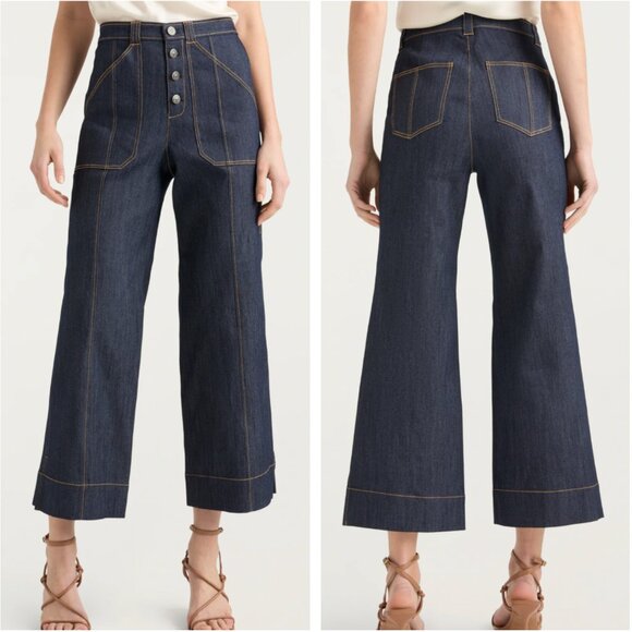 Cinq a Sept 5a7 Benji High Rise Cuffed Cropped Jeans Sz2/4/6/8/10 Indigo Blue - Picture 1 of 8
